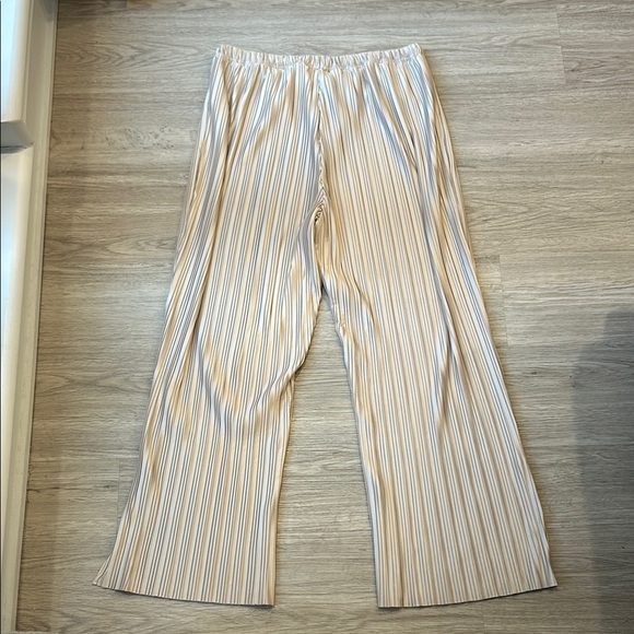 Cream Wide-Leg Pleated Dress Pants Size Large - Picture 6 of 9